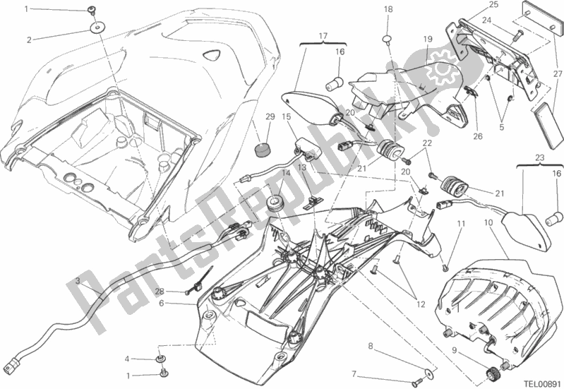 Toutes les pièces pour le Support De Plaque D'immatriculation - Feu Arrière du Ducati Multistrada 1200 S ABS USA 2015
